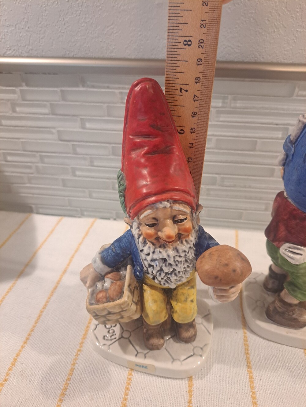 2 Vtg Goebel Co Boy Gnome Figurine Utz The Banker & Co Boys Porz Mushroom Picker - Picture 7 of 10